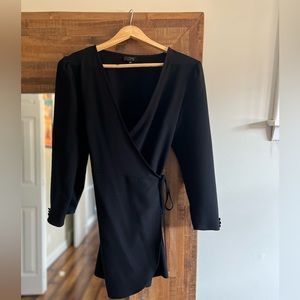 Topshop Crepe Wrap Black Minidress